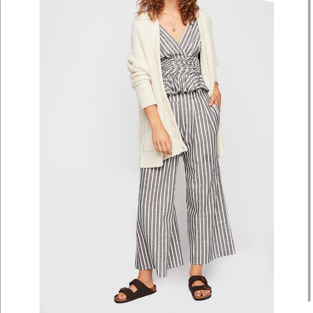 Free People Linen Cotton Stripped Set